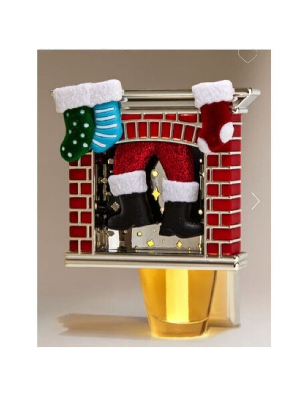 BATH AND BODY WORKS SANTA IN FIREPLACE NIGHTLIGHT WALLFLOWERS FRAGRANCE PLUG